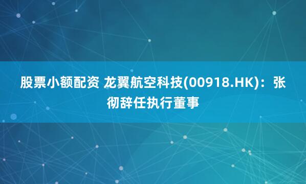 股票小额配资 龙翼航空科技(00918.HK)：张彻辞任执行董事