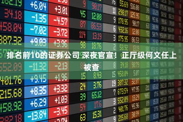 排名前10的证券公司 深夜官宣！正厅级何文任上被查